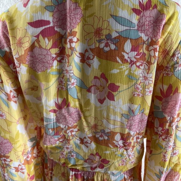 Torrid Womens 1X Floral Embroidered Midi Dress Smocked Waist Balloon Sleeve Boho - Picture 6 of 13